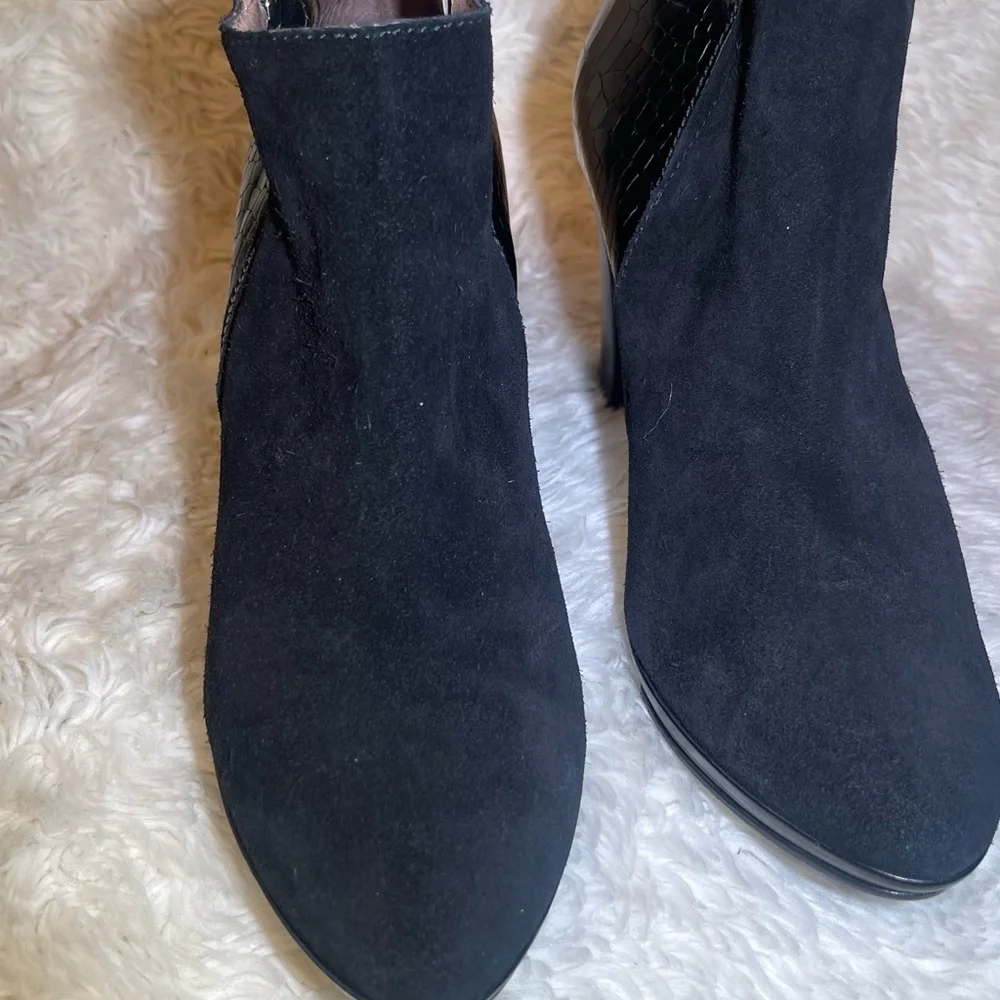 Black Textured Ankle Boots